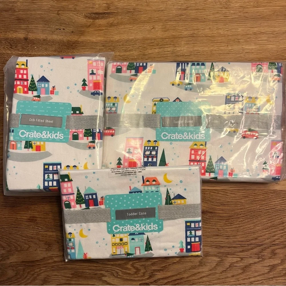 Crate&kids toddler duvet cover in flannel holiday print